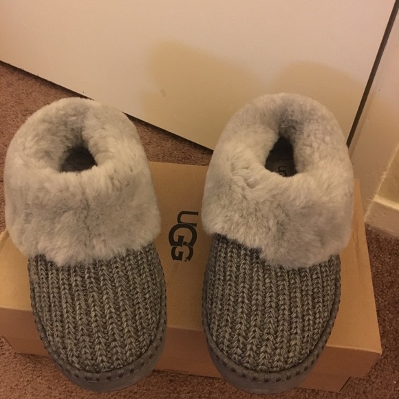 UGG Shoes - UGG Wrin Rib-Knit & Genuine Shearling Slipper (Wom